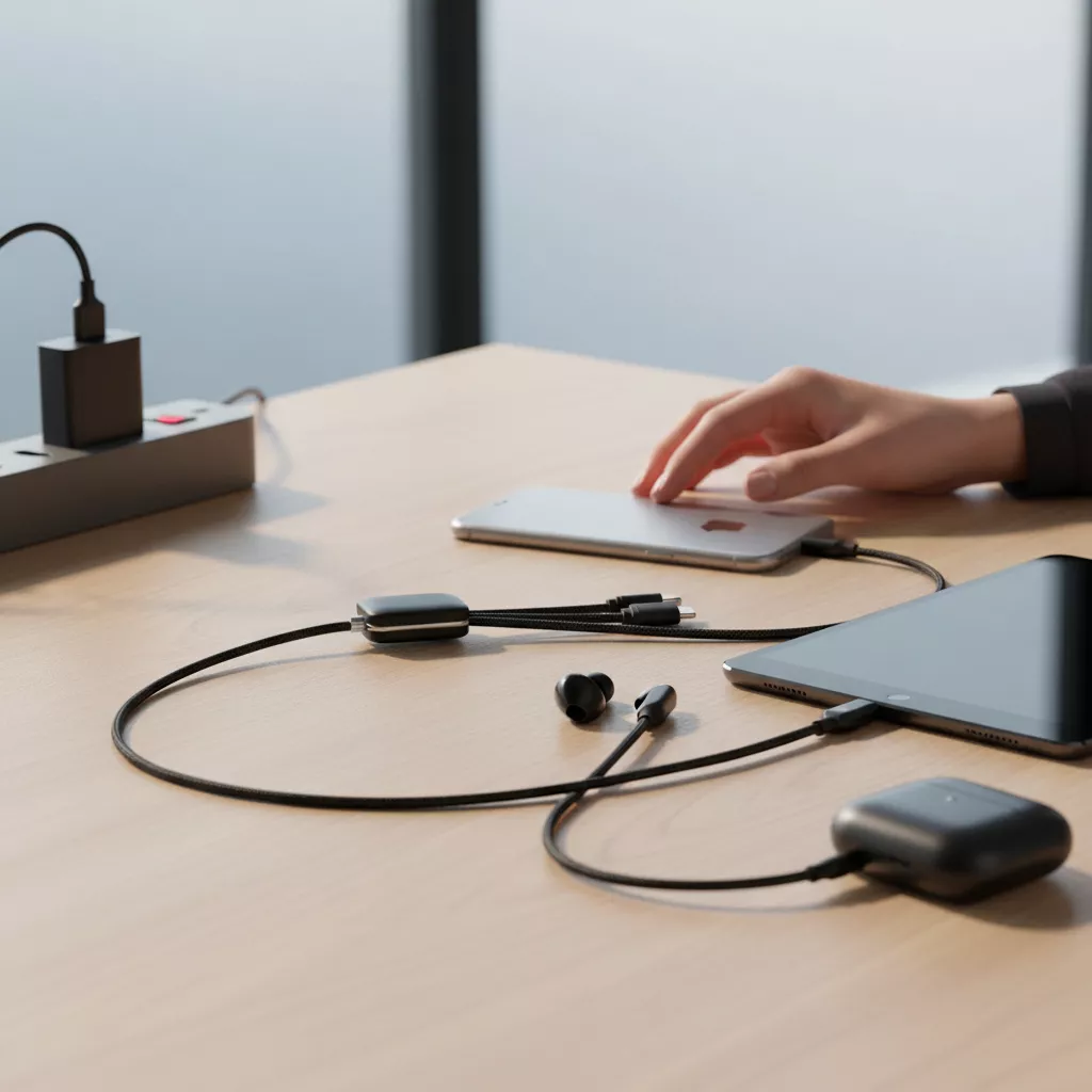 Hochwertige Geschenkartikel wie hier ein Multifunktionskabel für Handy und Tablet